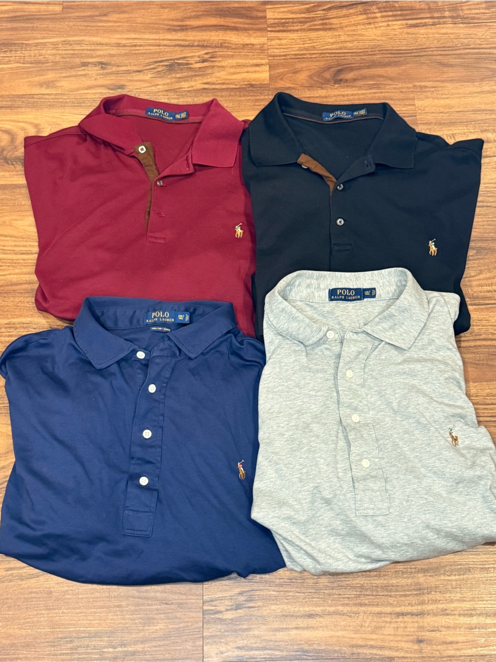 Polo Ralph Lauren Mens Pima Soft Touch Long Sleeve Polo Shirt Lot Of 4 Mens 2XLT